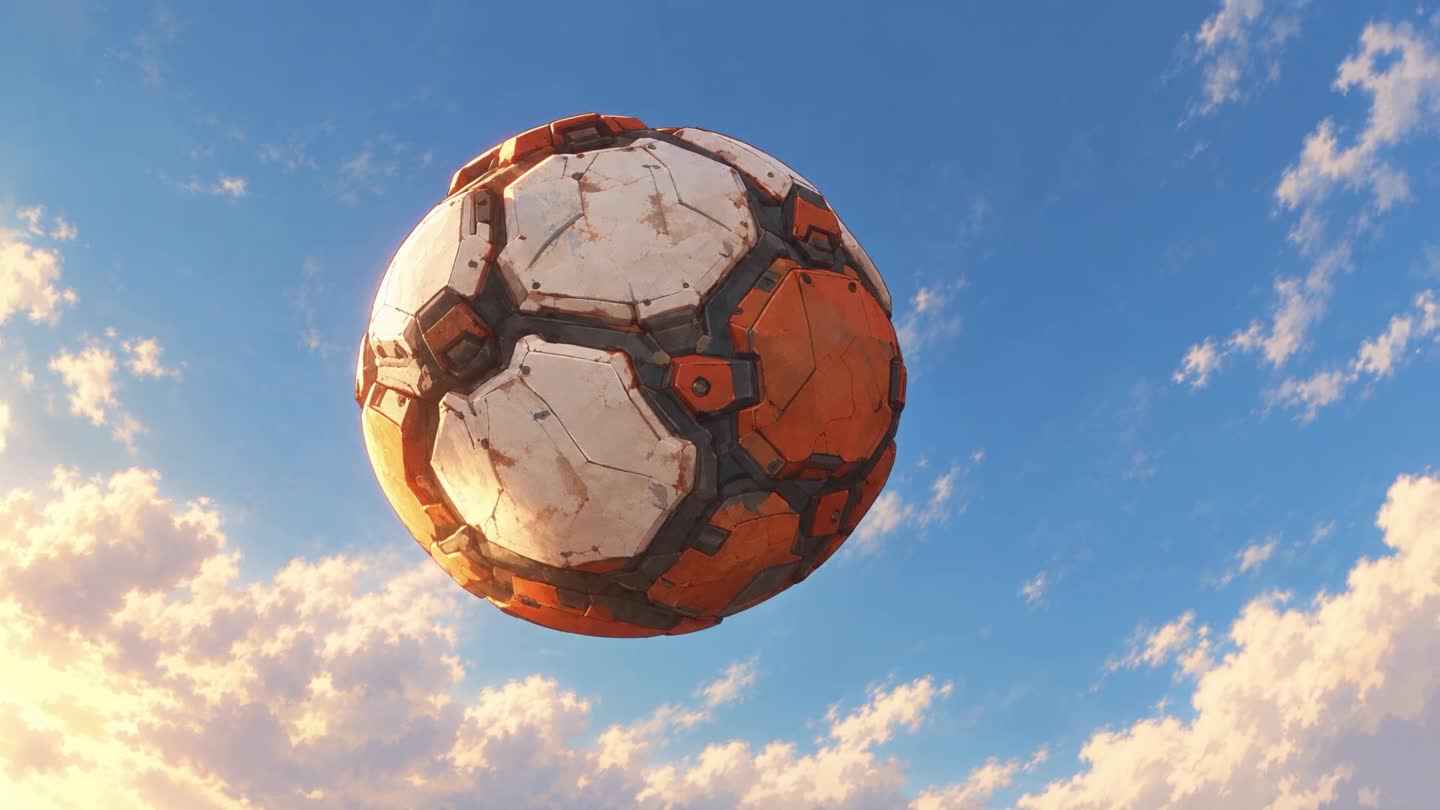 A bola no alto contra o céu